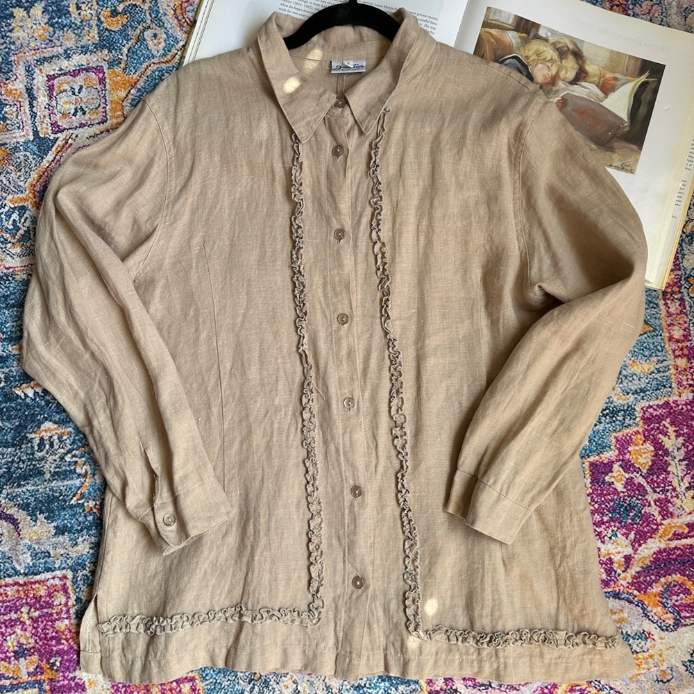 Vintage beige linen blouse